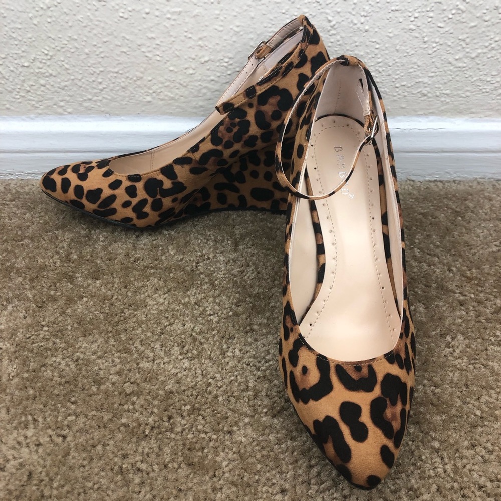 Leopard Print Closed Toed Wedge heels